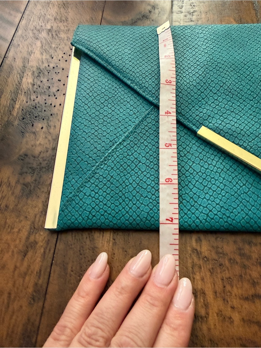 ASOS Turquoise Envelope Clutch with Gold Accents - Picture 4 of 5